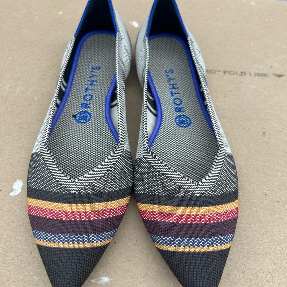 Rothy's Women's Flats - Black, Gray, and Multicolor Stripes